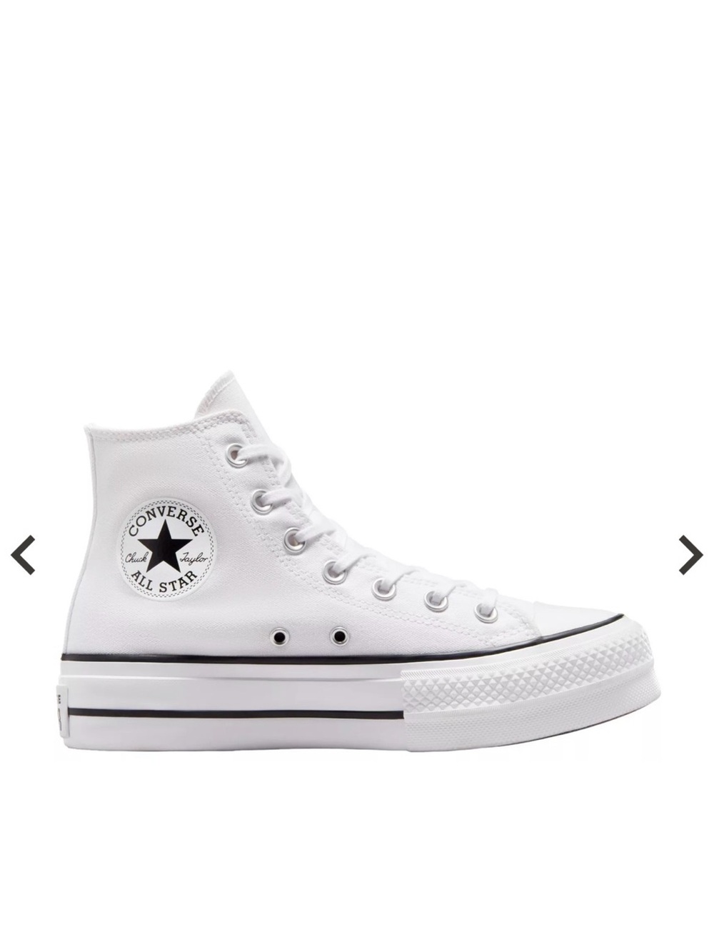 Converse White High-Top Platform Sneakers with Black Stripe